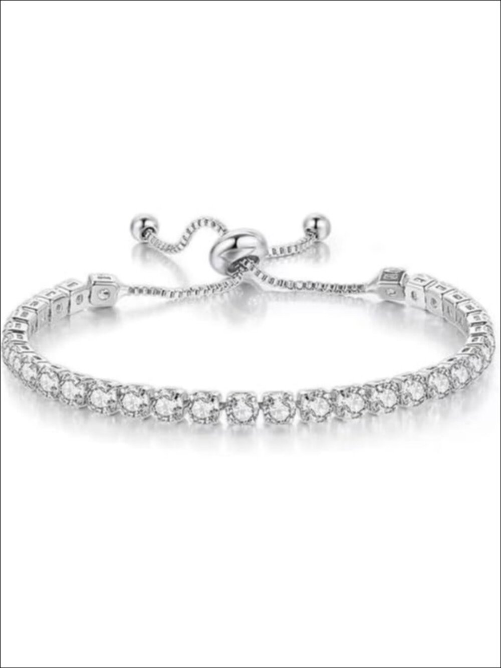 Adjustable Bolo Tennis Bracelet Round CZ Stones Women's Jewelry